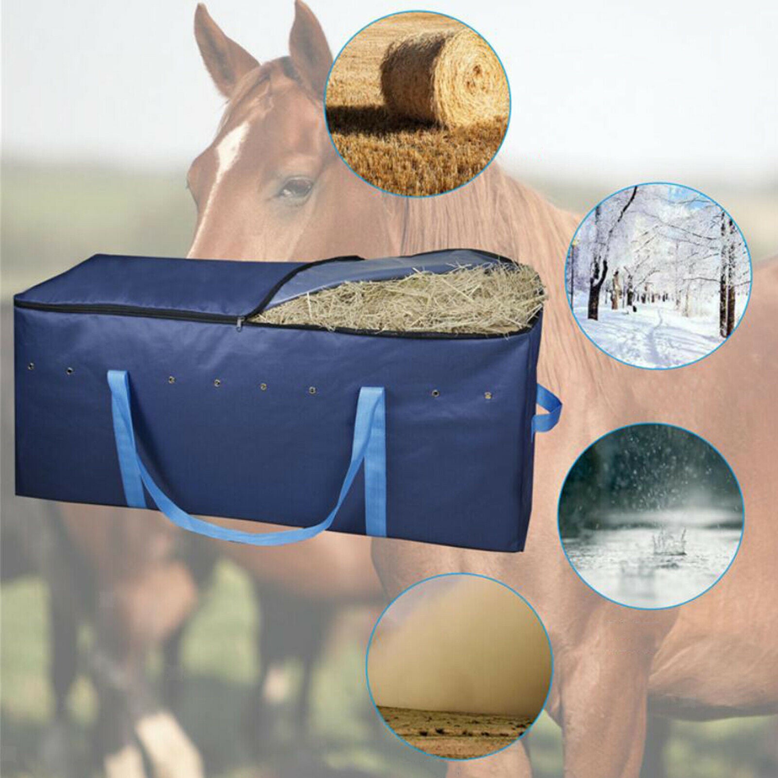 Folding Hay Bale Carrying Bag Livestock Horse with Zipper Tote Oxford Cloth