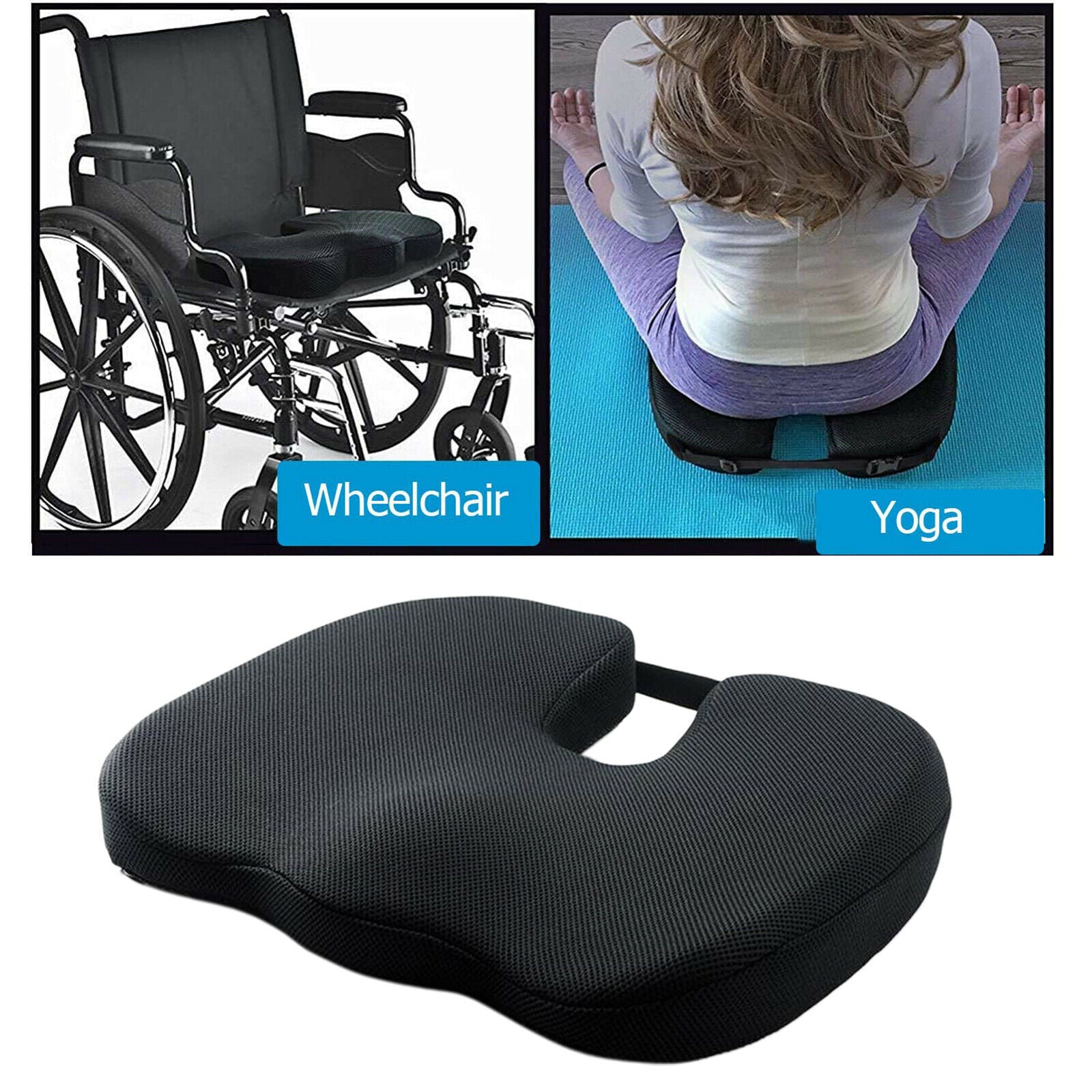 Breathable Office Chair Seat Cushion Car Coccyx Relax Support Pillow Zipper