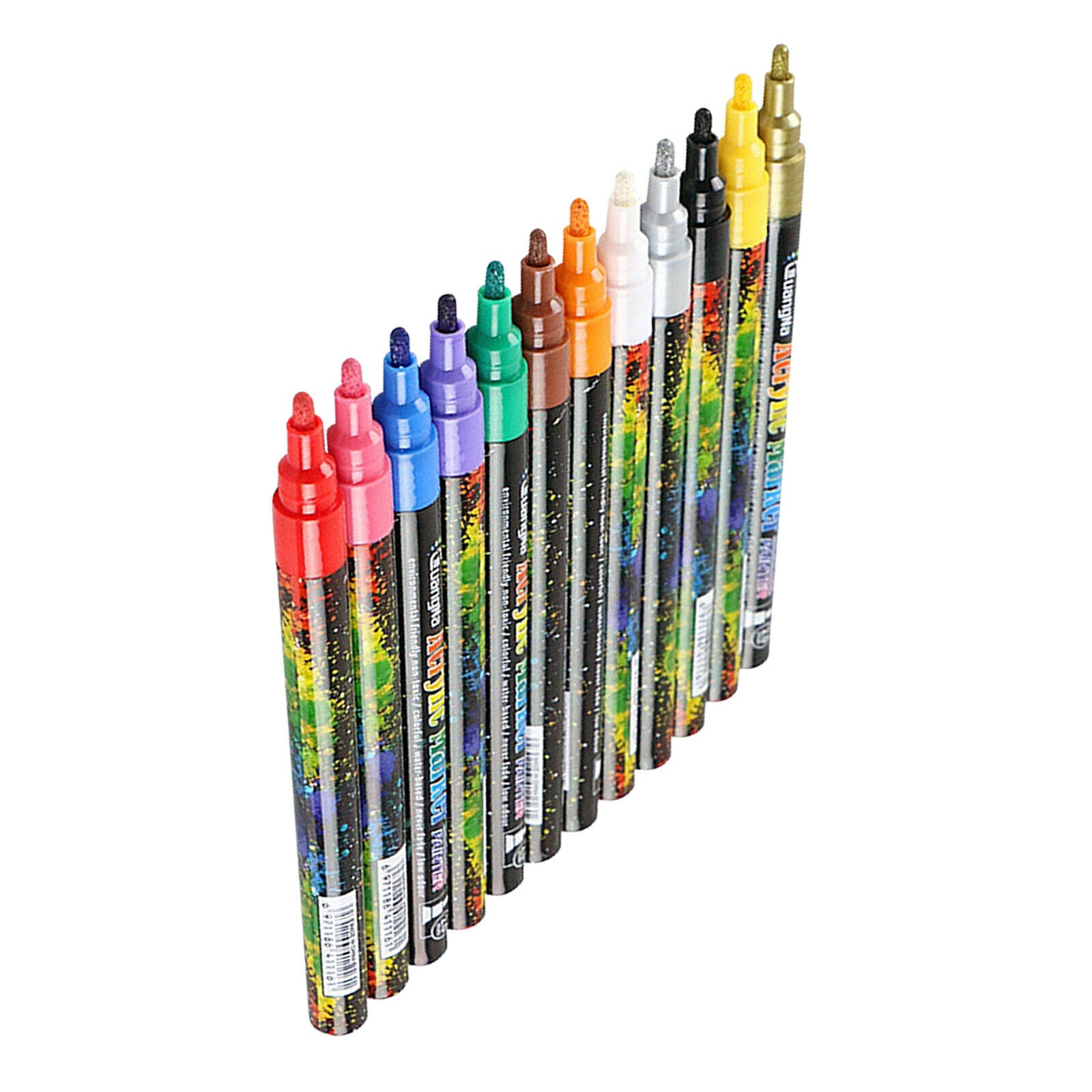 Water-Based Waterproof Color Marker Acrylic Painter Pen 12 Colors Pen Set,