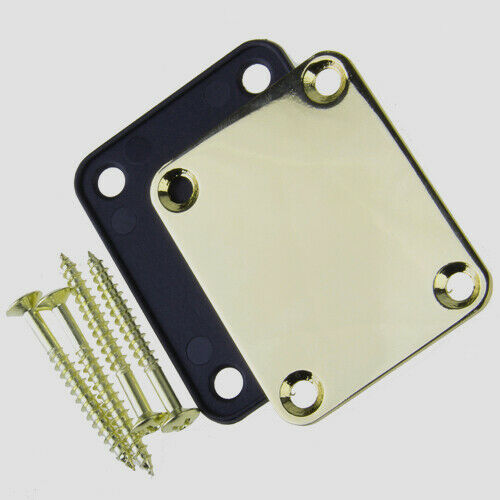 Golden 4 Holes Neck Plate W/ Screws For  Electric Guitar