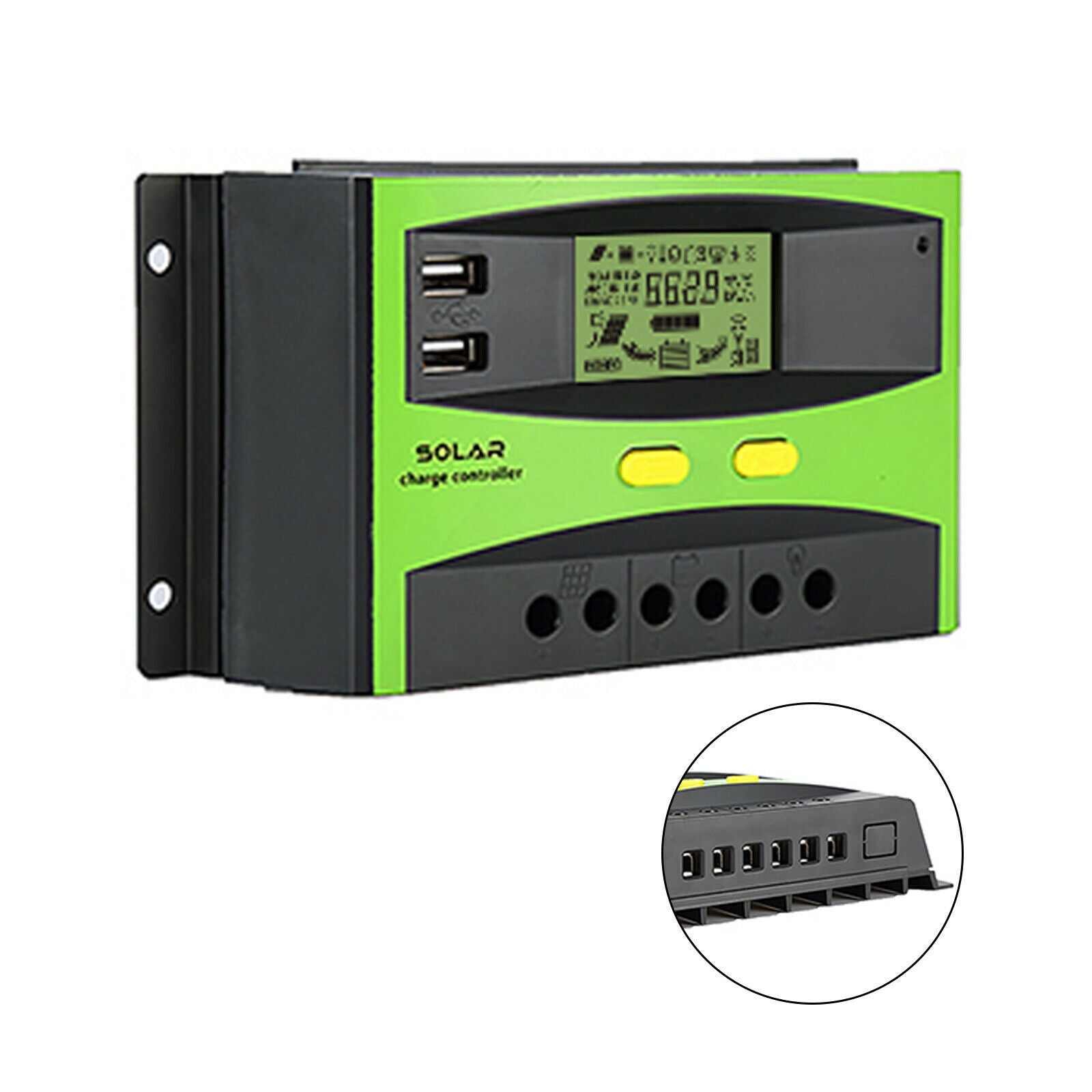 30A PWM AUTO Solar Charge Controller Charger 12V/24V Dual USB with LCD Display