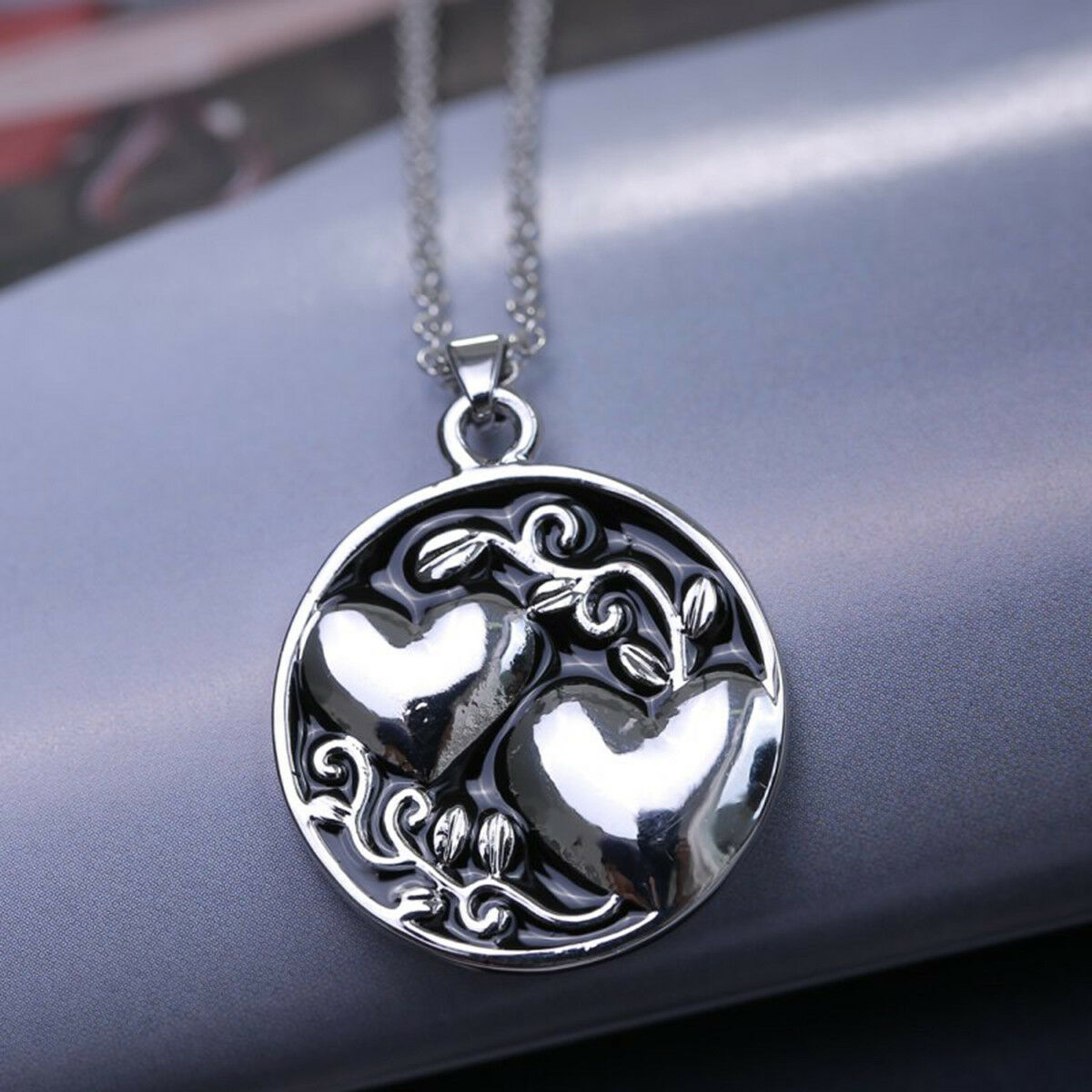 Charm Sister Crystal Reversible Pendant Chain Necklace Love Family Jewelry Gifts