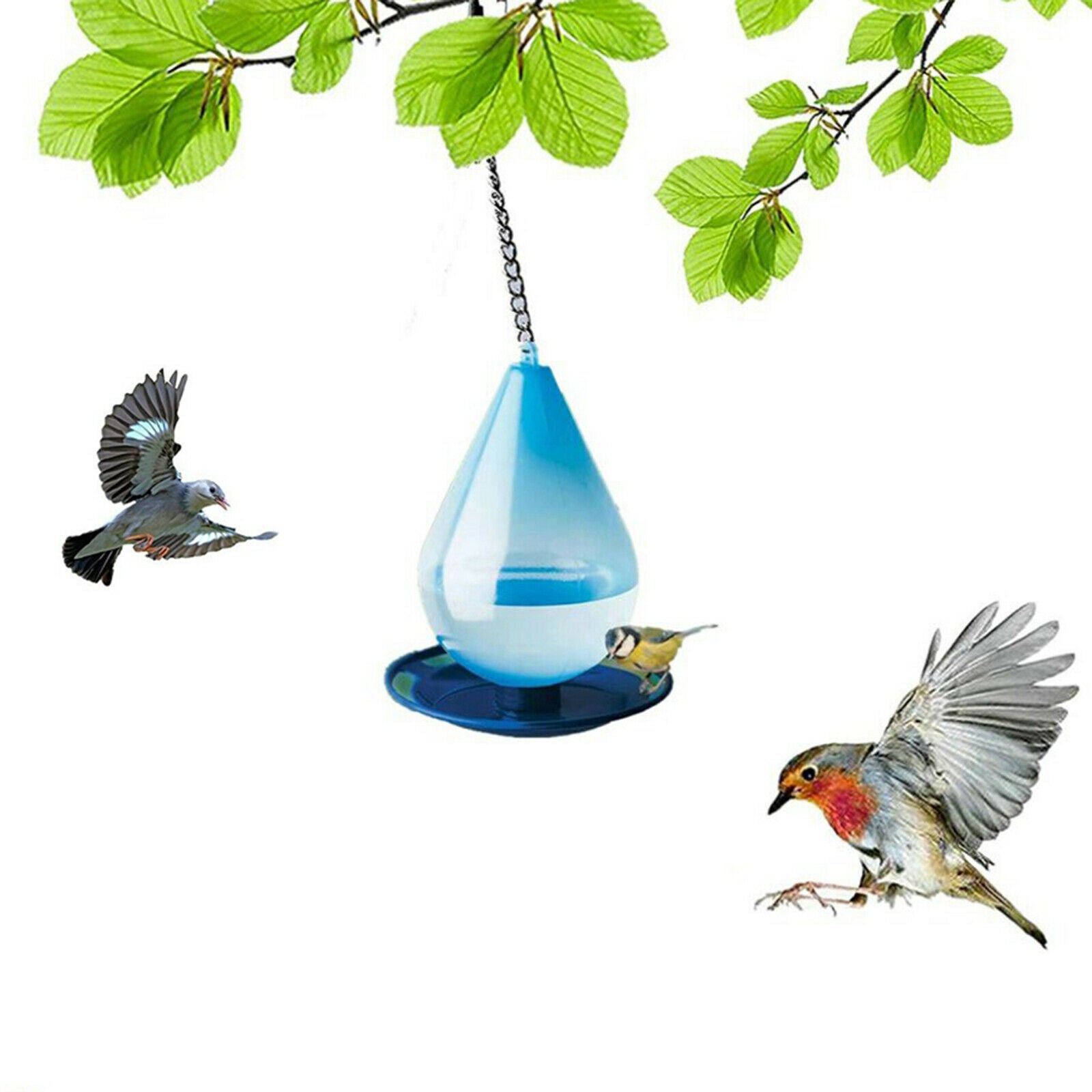 Courtyard Patio Leak Proof Blue Hummingbird Nectar Feeder with Hanging Hook