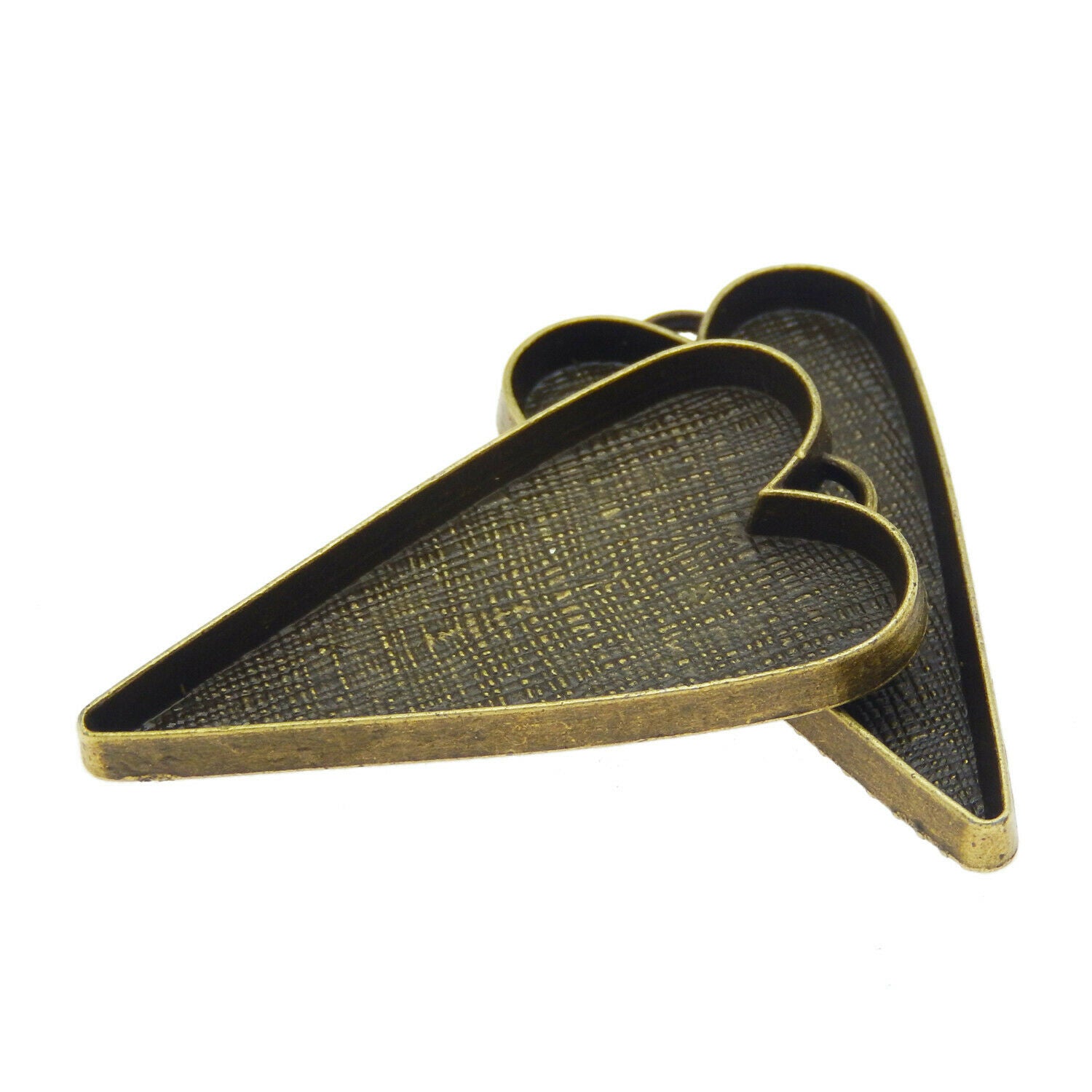Inner 41x26mm Retro Bronze Alloy Base Setting Heart Shaped Pendant Tray 5-Pack