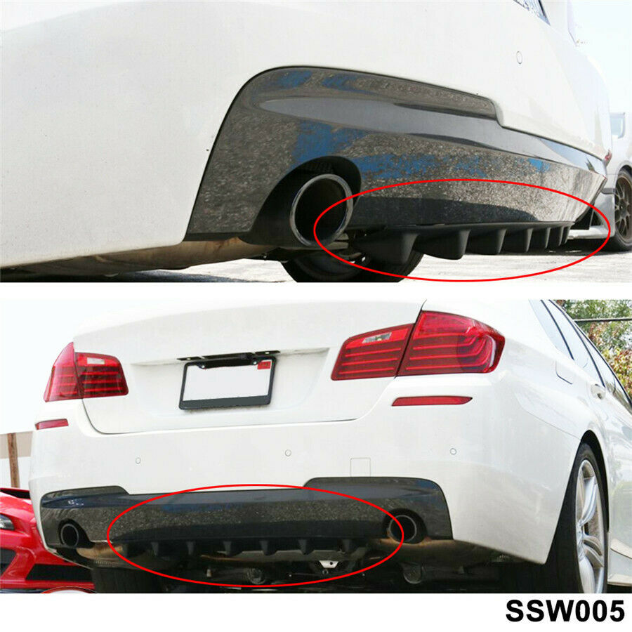 23'' x6'' Lower Rear Body Bumper Diffuser Shark Fin Kit  5 Fin PU Spoiler Black
