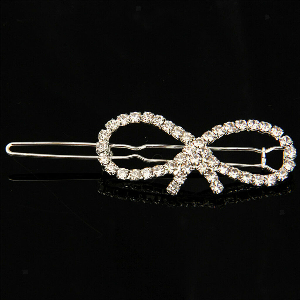 Elegant Bowknot Crystal Barrettes Hair Clip Hairpin Headpiece for Women