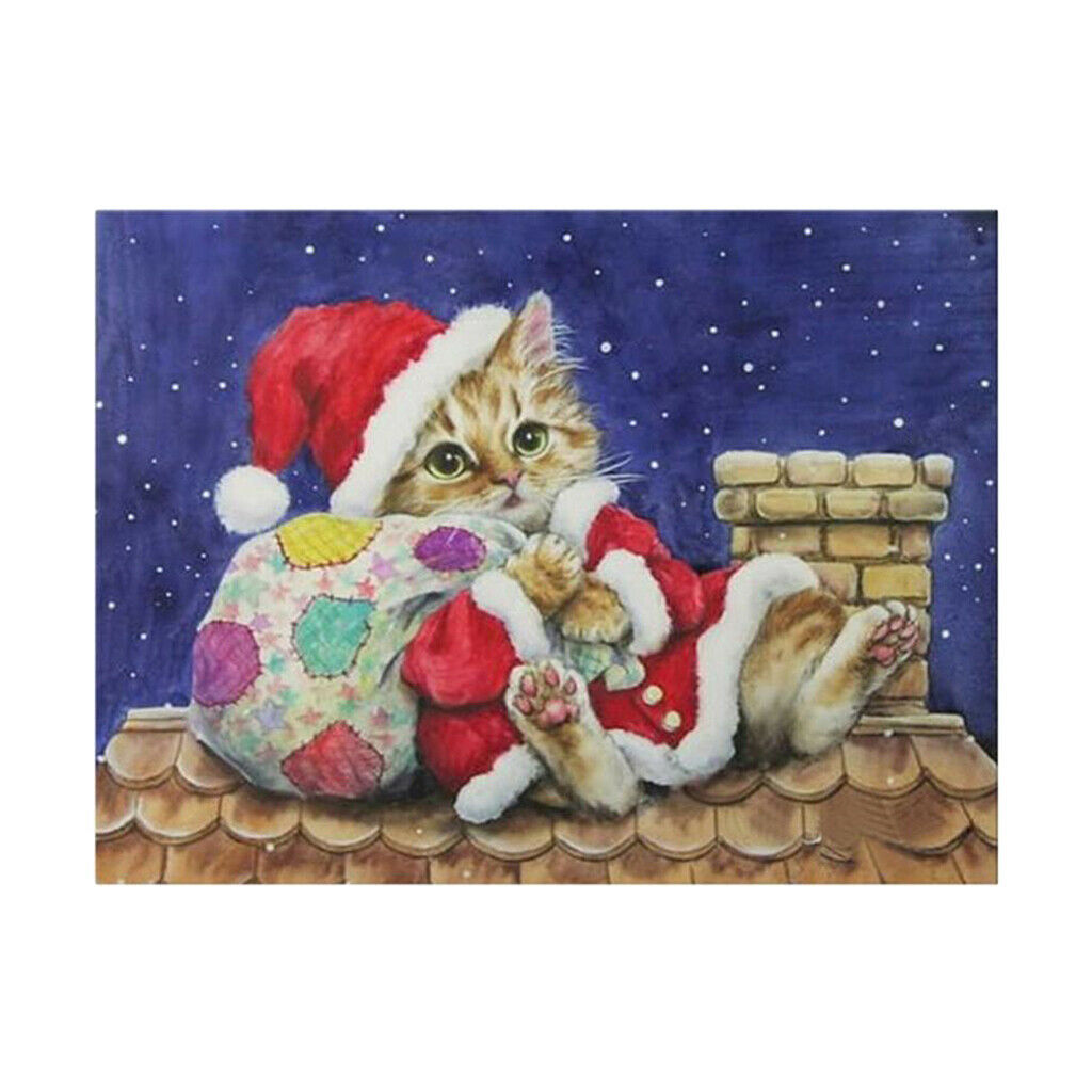 DIY 5D Cat Diamond Painting Embroidery Cross Stitch Kit Home Decor 25 x 20cm
