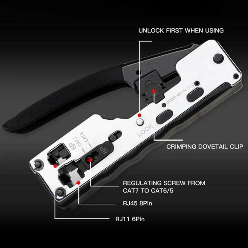 Multi-function Rj45 Clip Pliers For Cat7 Cat6A Cat6 Cat5 Rj11 Rj12 Crystal Head