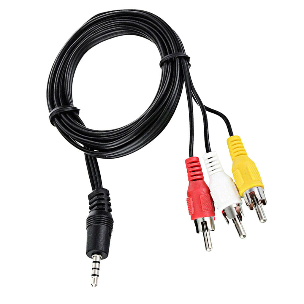 3.5mm To 3 RCA AV A/V Audio Video TV Cable Cord For   DSLR Camera DV