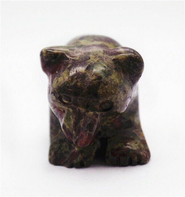 47x28x23mm Natural Dragon Blood Stone Carved Bear Decoration Statue Decor HH7738