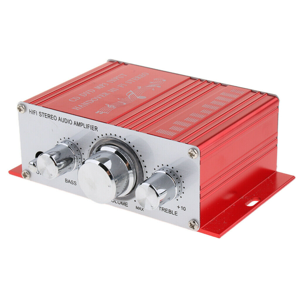 DC 12V Mini Stereo Audio Speaker Amplifier HiFi AMP with Bass Treble and Volume