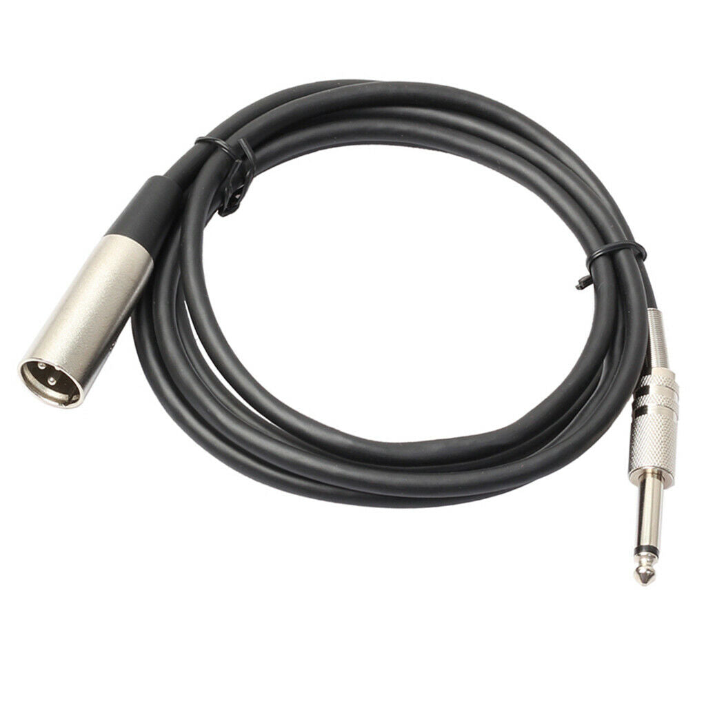 2Pieces XLR 3Pin Male to 1/4 6.35mm Mono   Male Plug Audio Mic Cable 6ft
