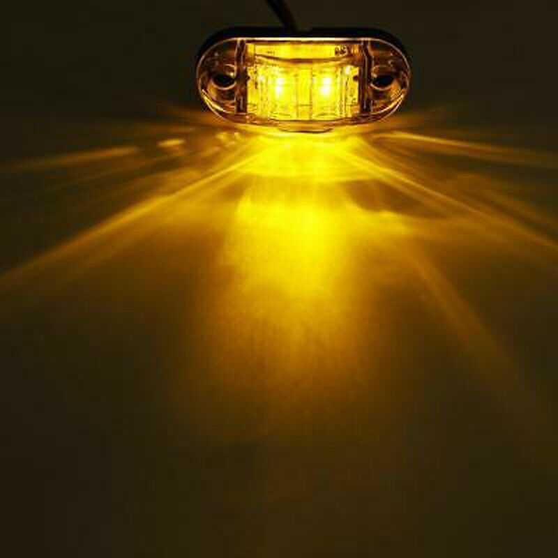 2pcs  2.6" Clearance Amber Oval Led Lamp 2 Diode Trailer Truck Side Marker Light