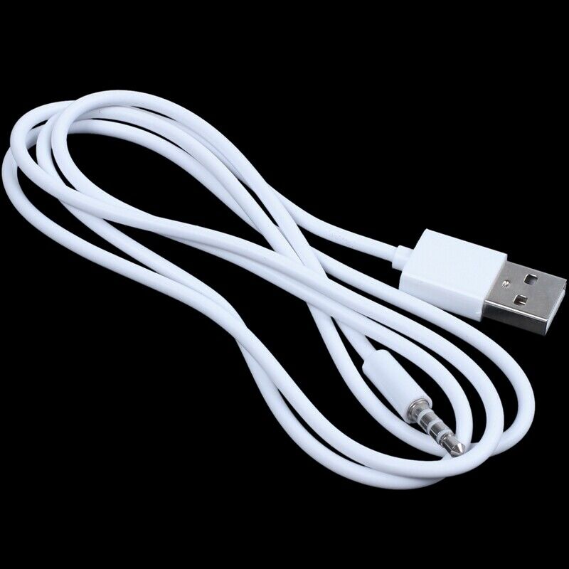 3.5mm Plug Audio AUX to USB 2.0 Plug Adapter Charging Cable 1M White R9O7O7