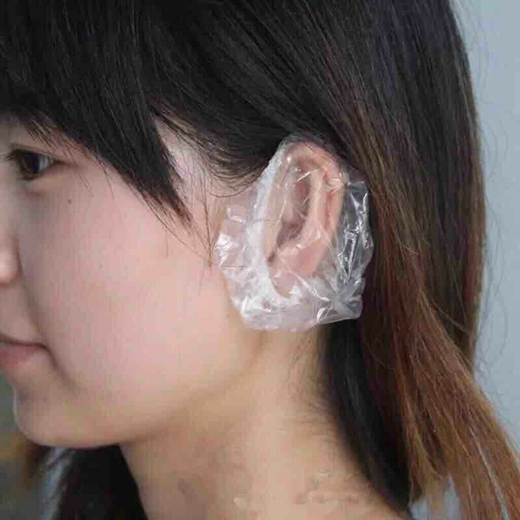 200 Clear Disposable Shower Shampoo Waterproof Ear Cover Hair Color Dye