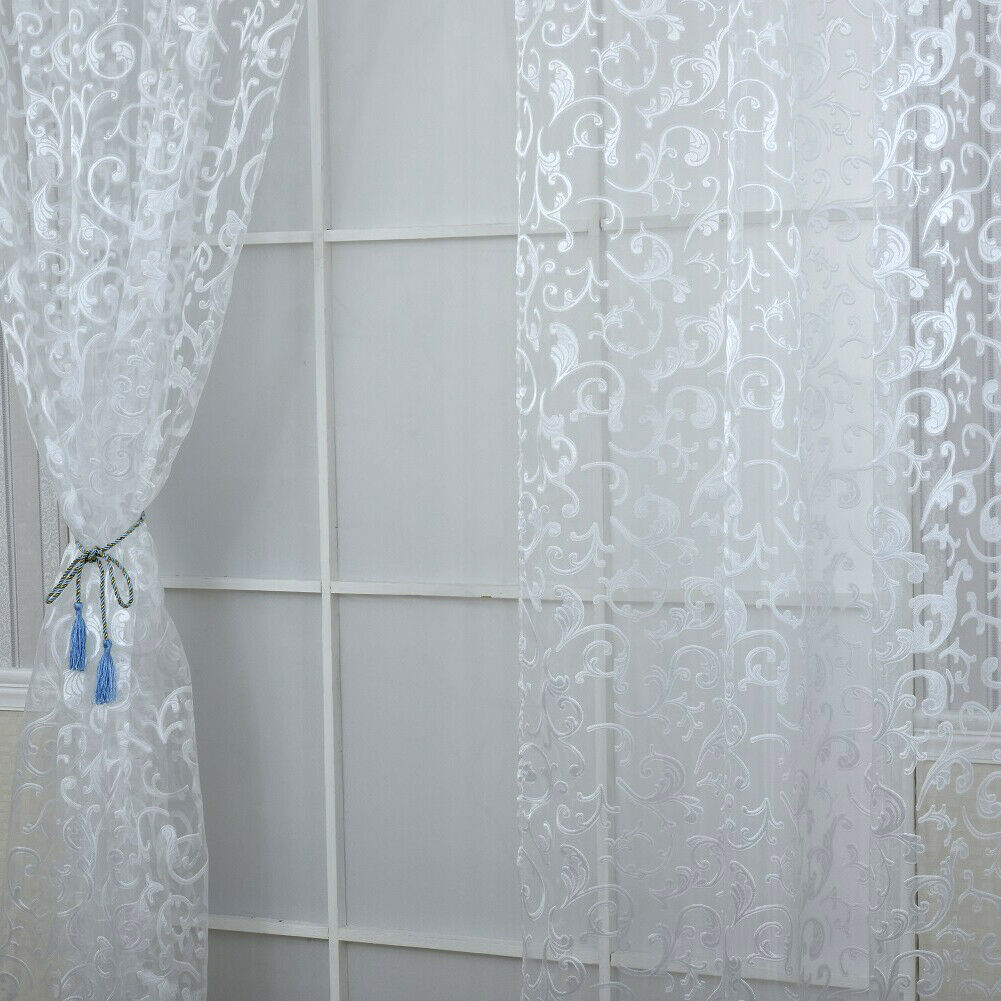 2x 100*200cm Modern Jacquard Window Treatment Curtain Door