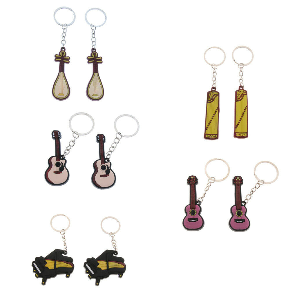 2x Keychains Keyring Pendant Key Holder for Musical Instrument  Pipa