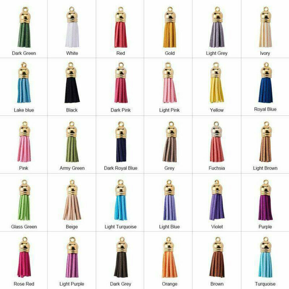 30 Pcs Charms Suede Leather Tassel For Keychain Pendant Jewelry DIY Crafts Set