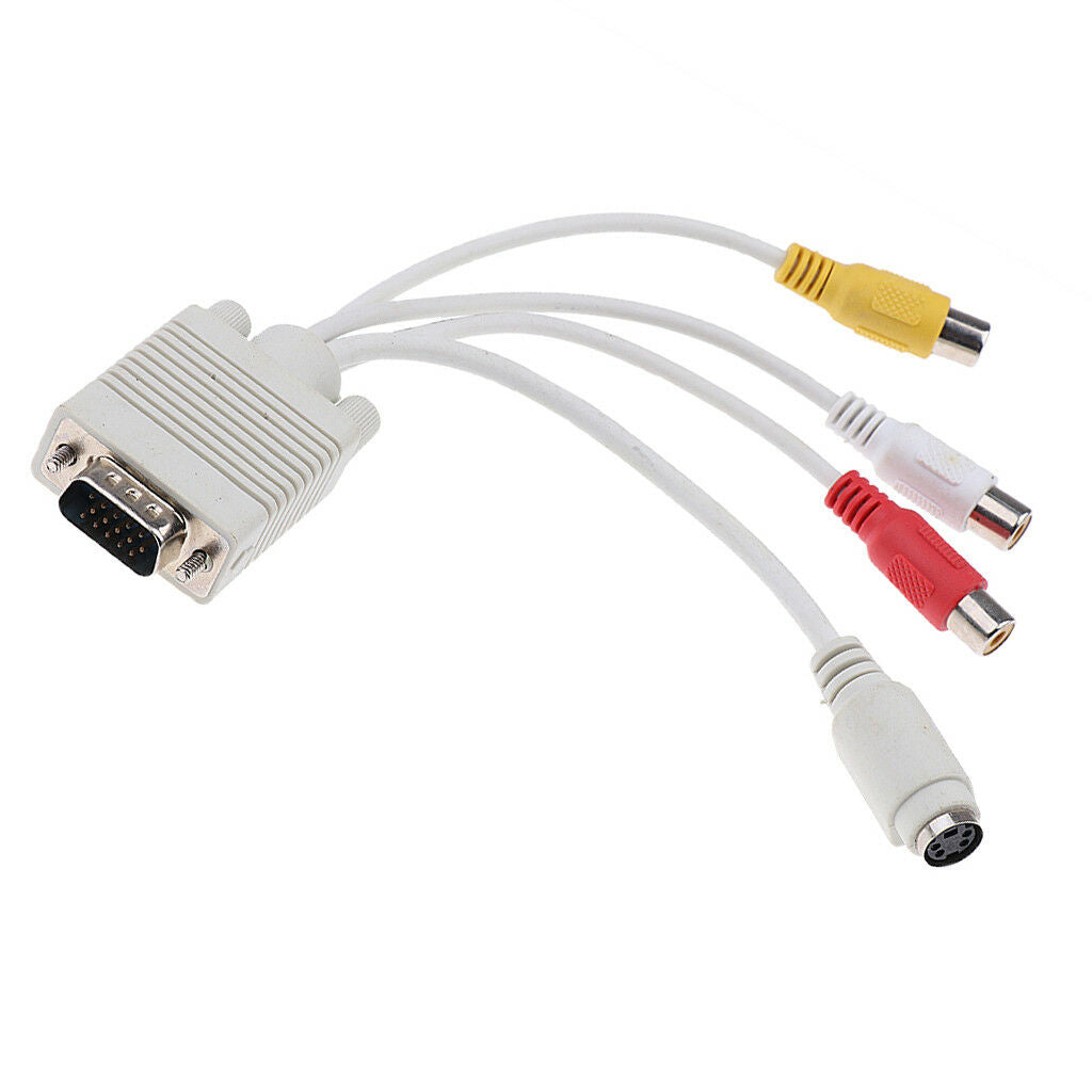 VGA Male to S-Video 3 RCA Female Video Cable AV TV Adapter Converter for PC