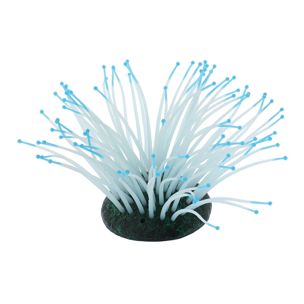 1 Pc Glowing Silicone Aquarium Landscape Artificial Sea Anemone Coral Blue