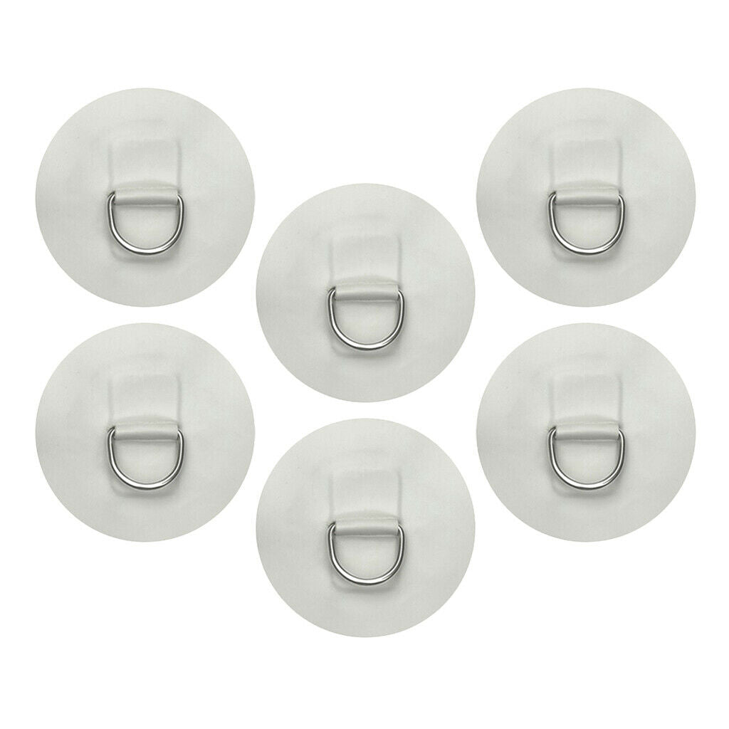 6pcs Inflatable Boat Raft Dinghy Surfboard D-Ring Round Ring Patch Pad White