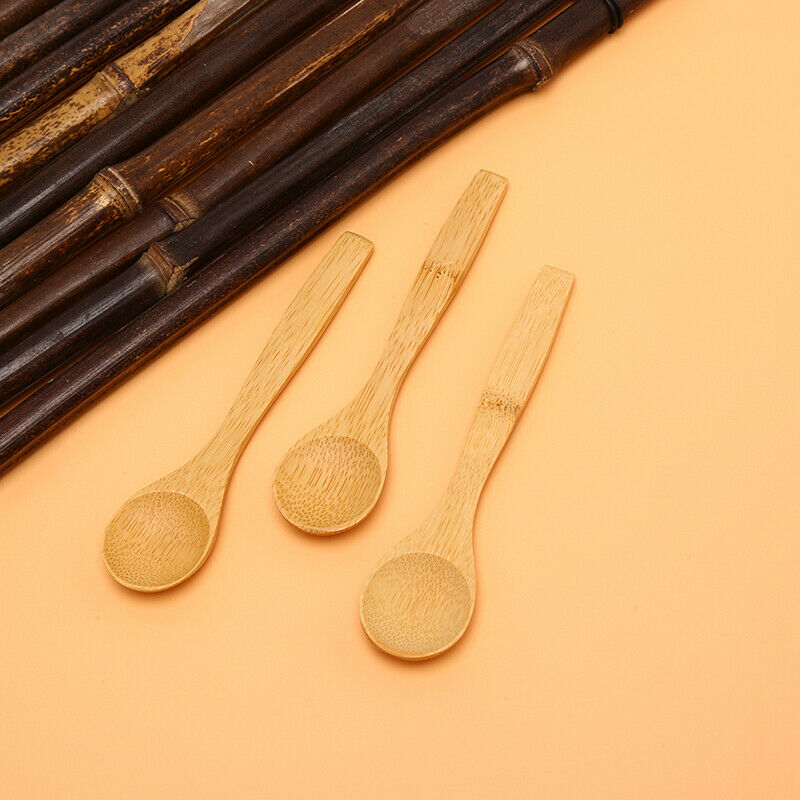 1Pc Mini Wooden Round Bamboo Spoon Soup Tea Coffee Salt Spoon Jam Scoop T.l8