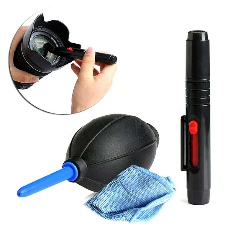 3in1 Lens Cleaner Set DSLR VCR Camera Pen Brush Dust Blower Cleaning Clot.l8