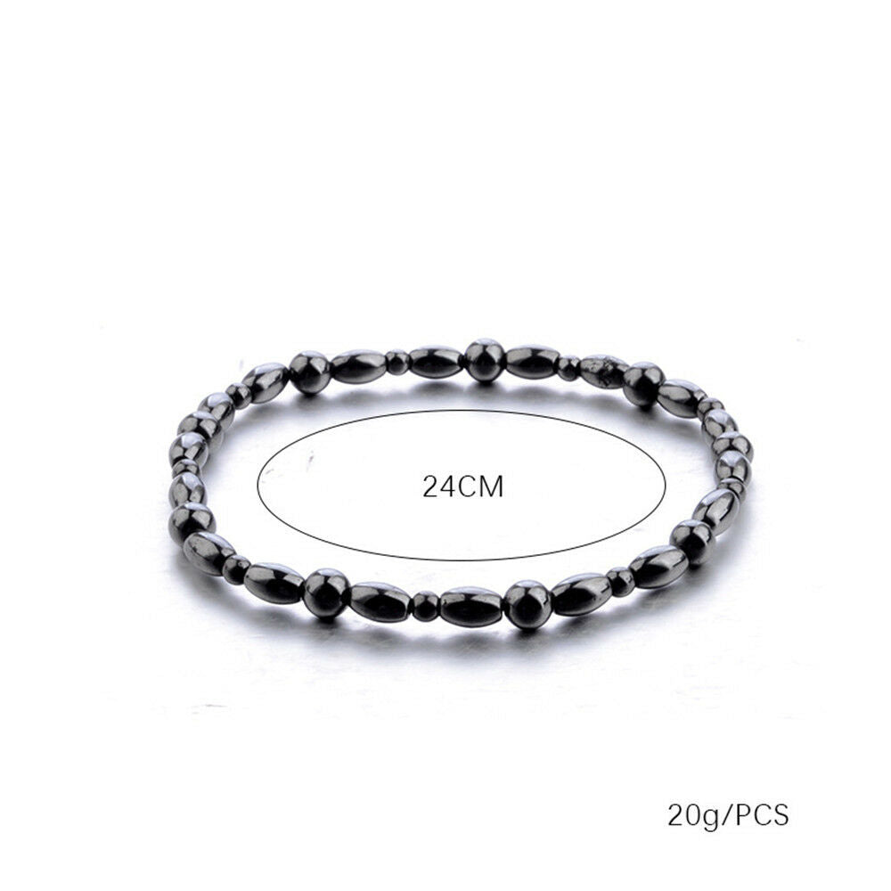 Unisex Barefoot Black Hematite Magnet Anklets Jewelry Round Bracelets Leg Chain