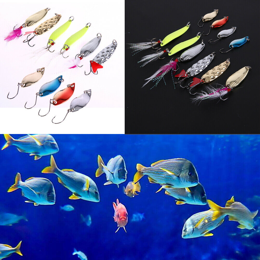 10pcs Metal Fishing Lures Tackle with 6 Single Hook and 4 Treble Hook Lures @
