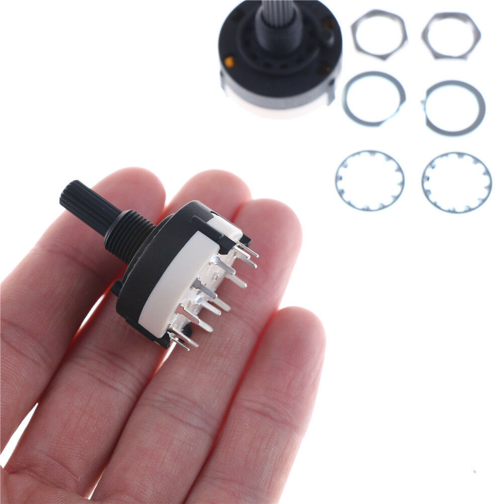 2x 1 Pole 12 Position Panel PCB Wiring Rotary Switch 18 Teeth Shaft Adjust.l8