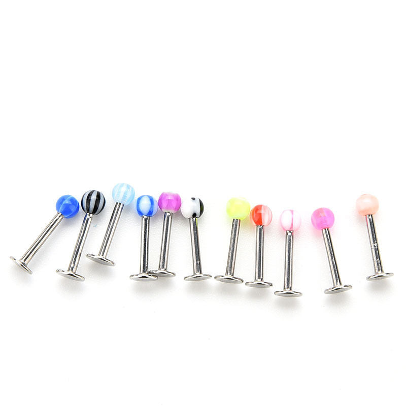 Flossy 10X Stainless Steel Ball Top Lip Studs Ear Rings Tragus Body Pierci.l8
