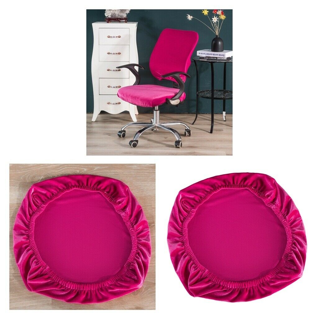 2Pieces Stretch Velvet Chair Covers Slipcovers Soft Cushion Decor Hot Pink