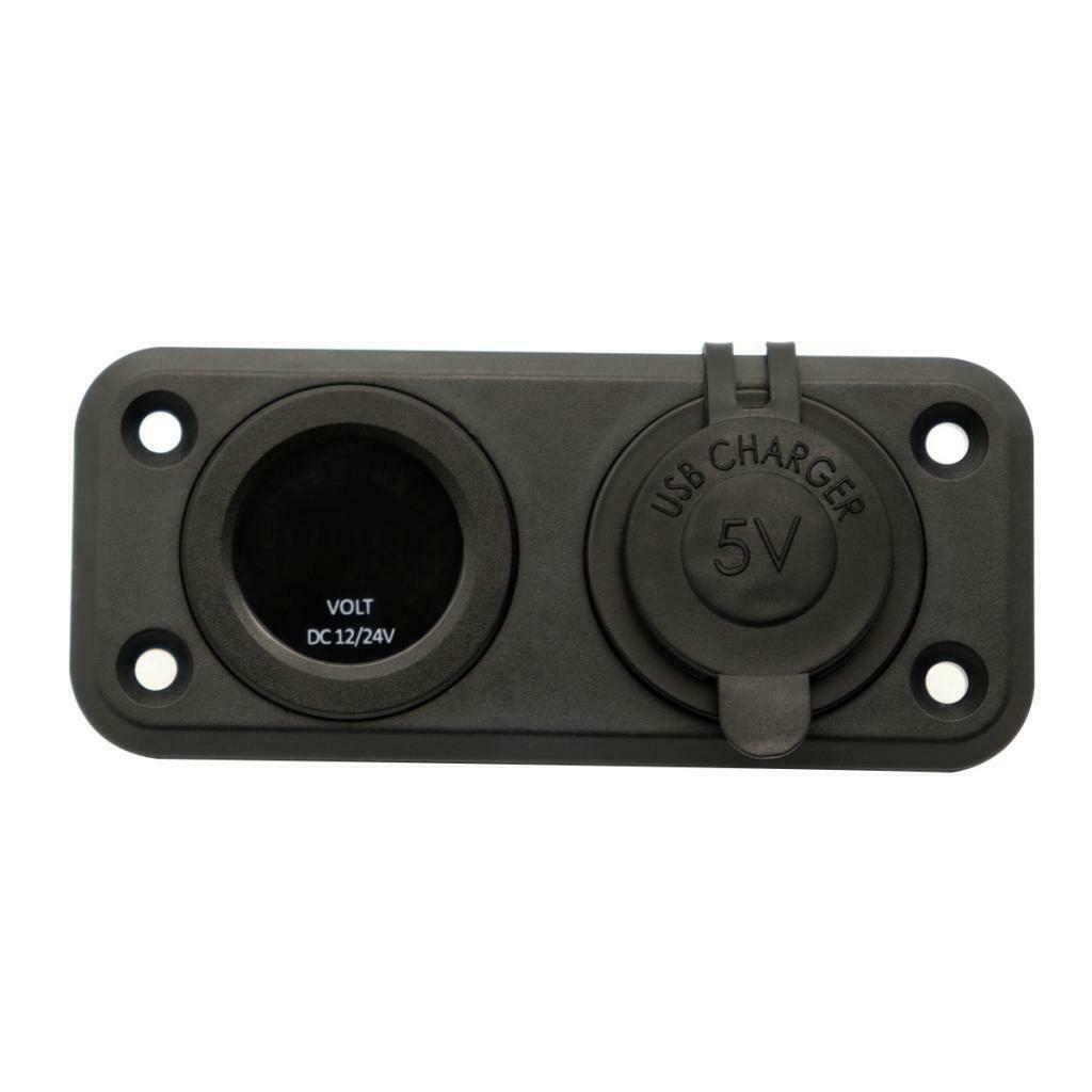 All-In-1 USB Car Socket +LED Voltmeter Panel for Car Vehicle Marine Green