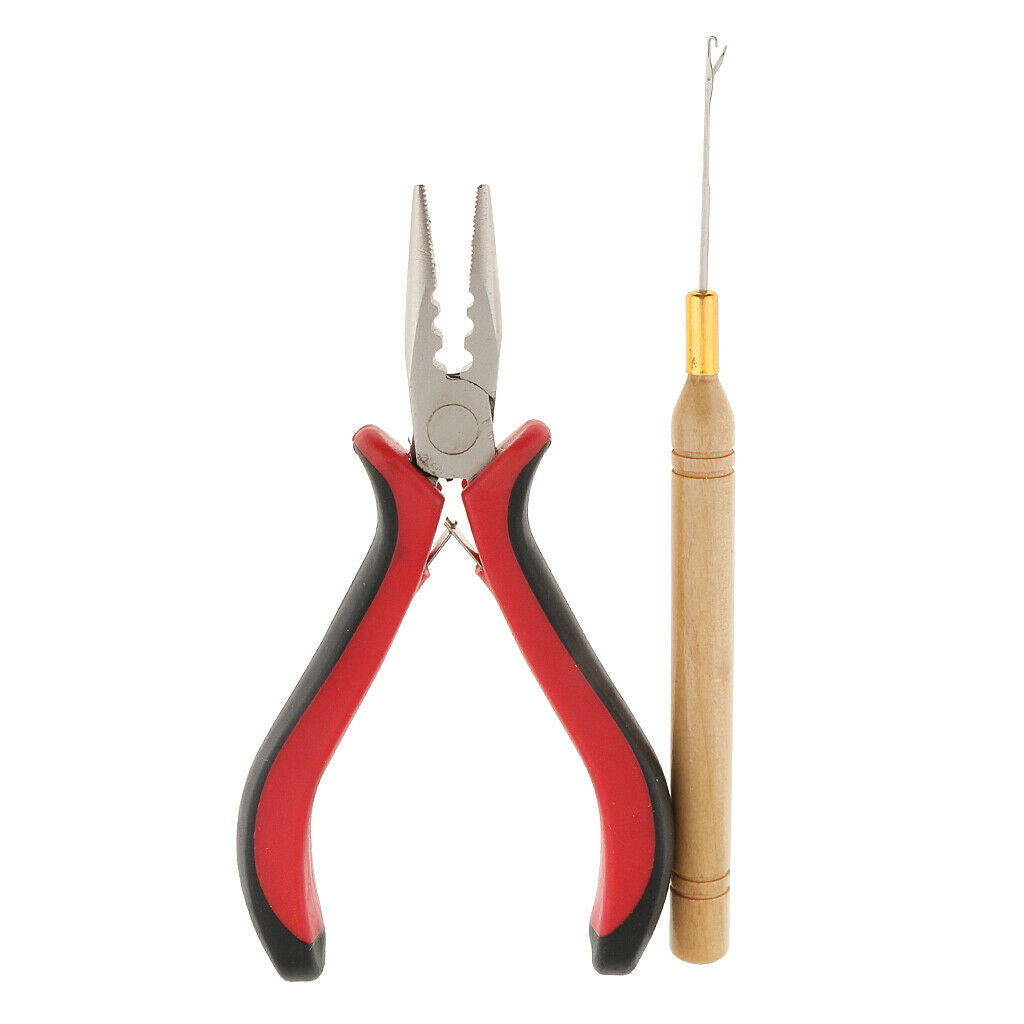 Pro Hair Extensions Pliers Hook Tool Kit for Silicone Micro Ring Loop Bead