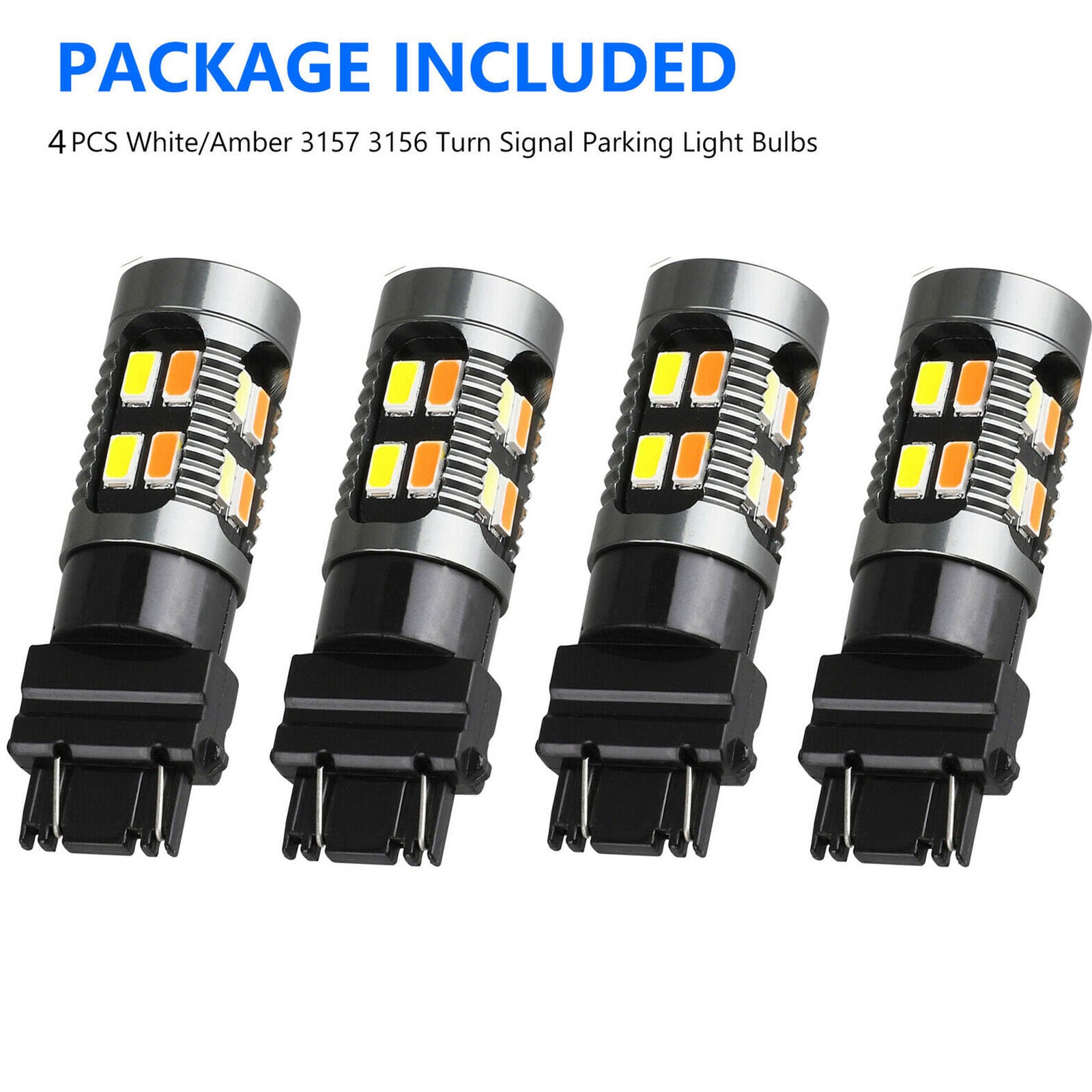 4X 3157 Switchback LED Turn Signal Light 4157na 3457a LED Bulbs 3156 White Amber