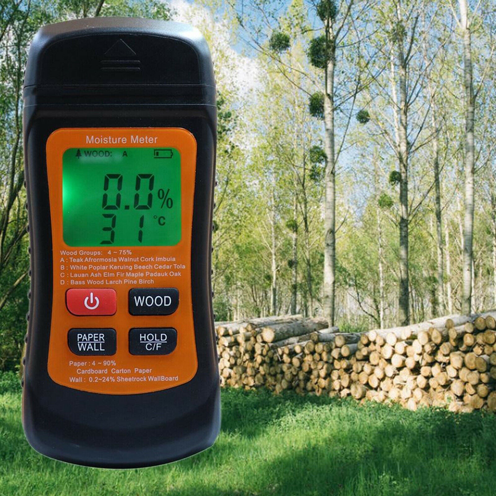 Handheld Wood Moisture Meter Hygrometer Pin-type Scanner for Walls Firewood