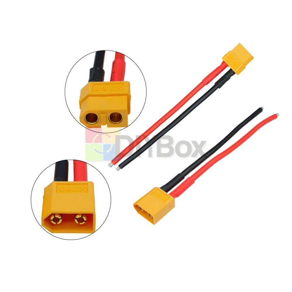 4Pcs 2Pair XT60 Connector Male & Female W/ Housing 14AWG Cable 10CM Silicon Wire