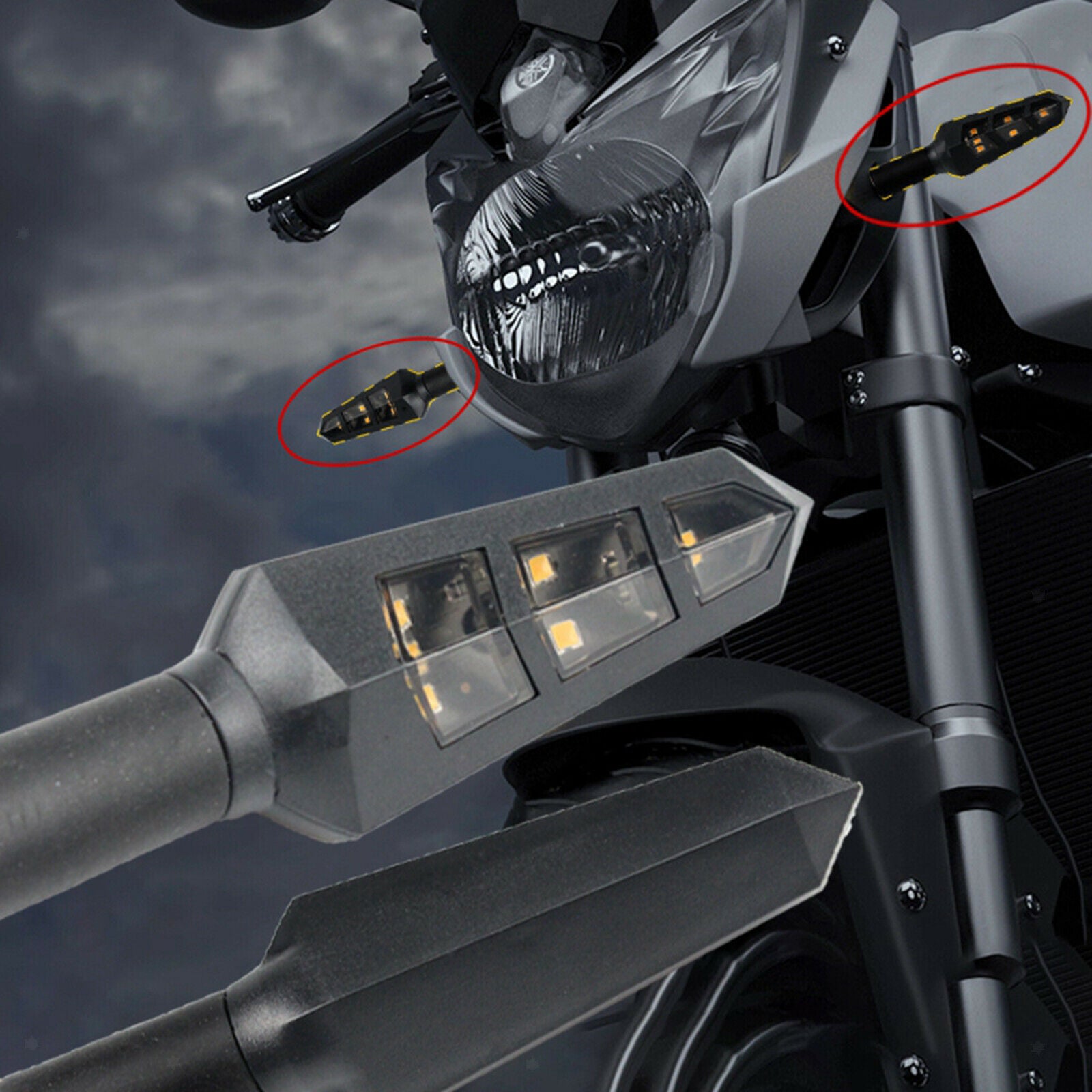 Motorcycle 6 LED Amber Turn Signal Light Indicator for Scooter