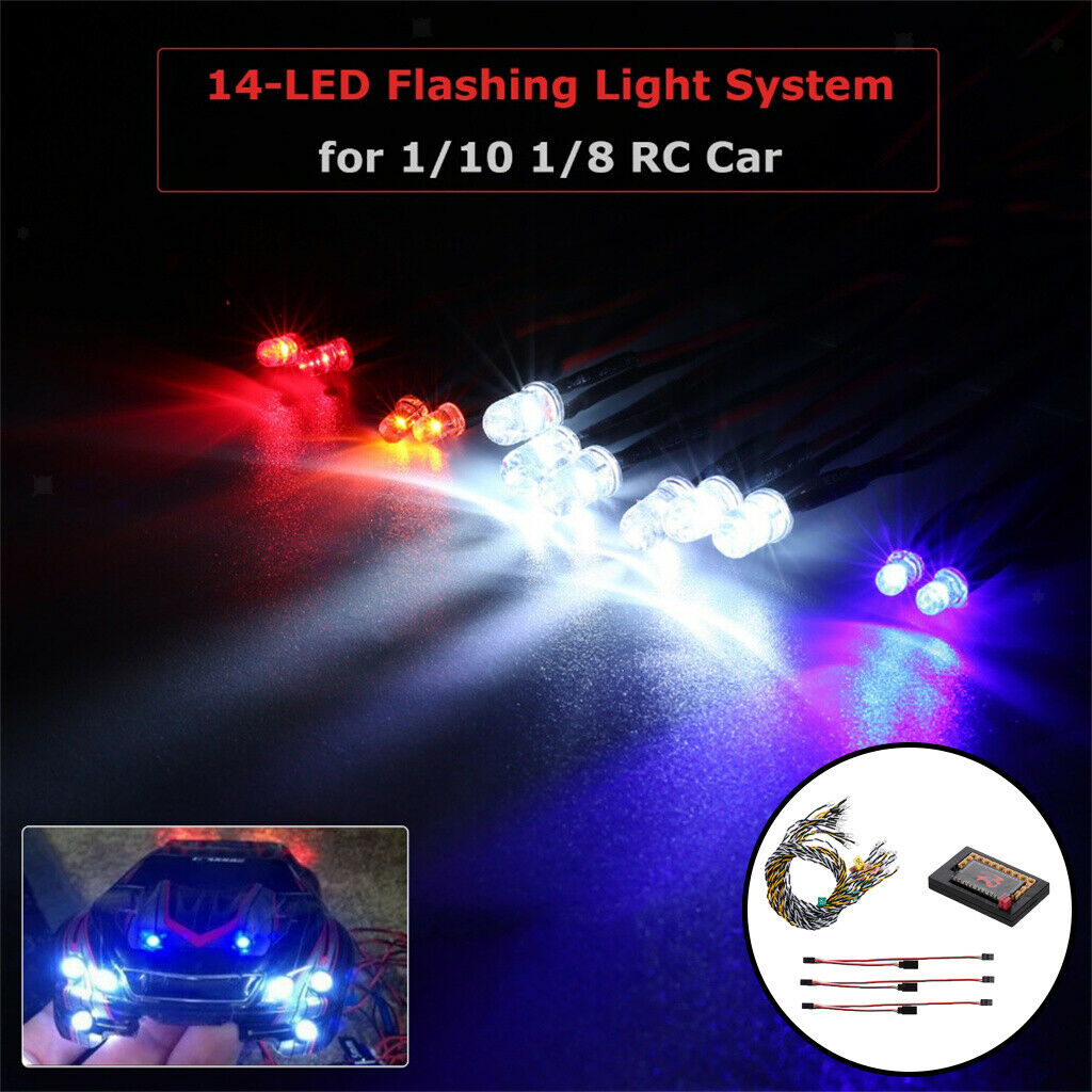 Light Kit 14-LED Flashing Light System 1/10 1/8 Lamp Kit Set Set Hobby Parts