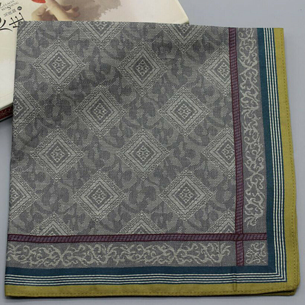 3 Pieces 100% Cotton Jacquard Checks Casual Formal Party Handkerchiefs