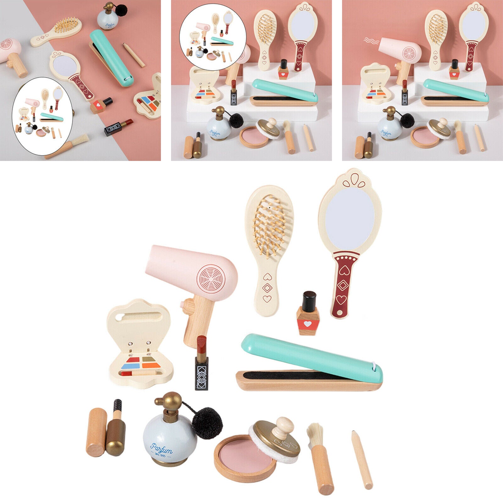 12pcs Kids Makeup Kit Brush Nail Polish Mirror for Girls Age 3, 4, 5,6