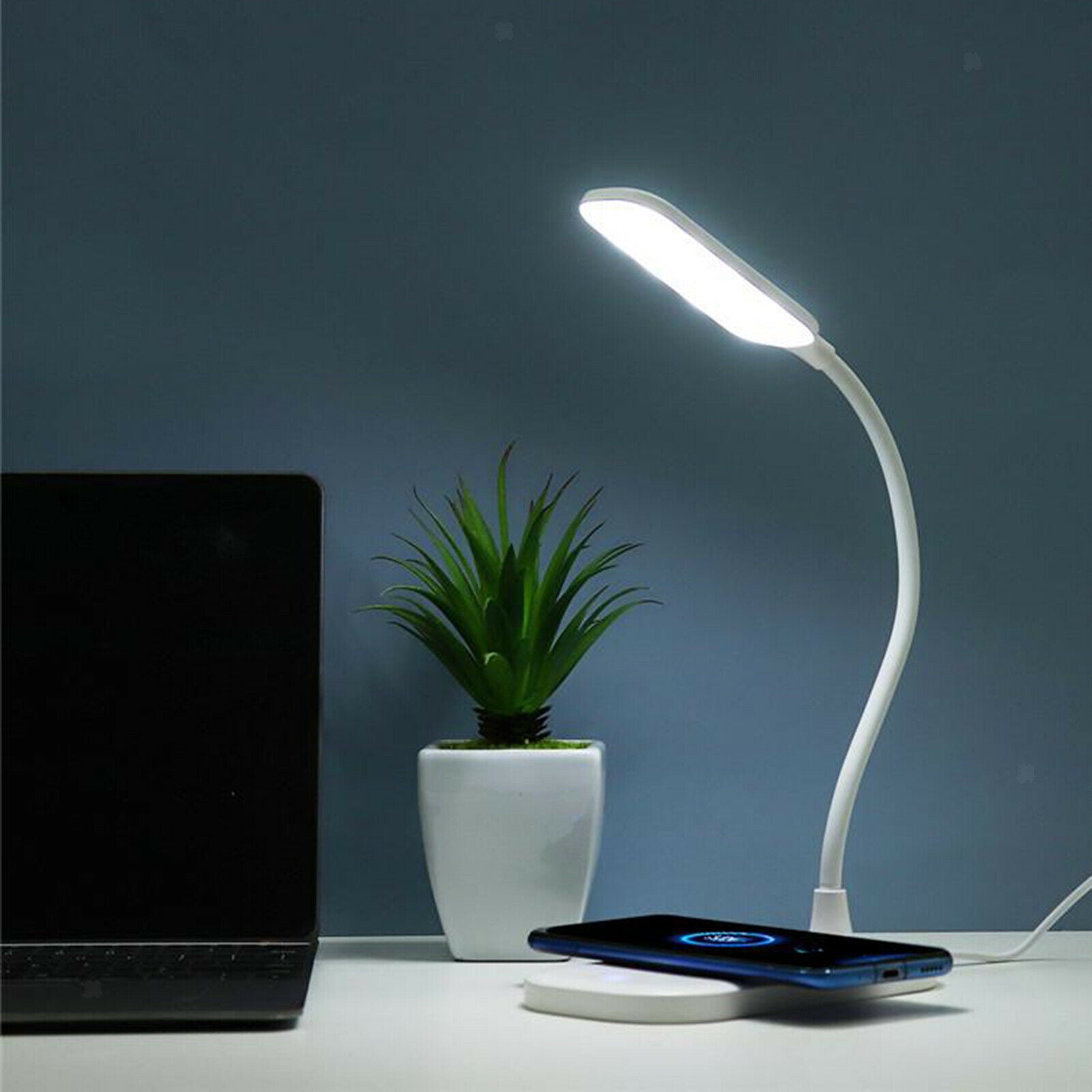 Household Dimmable LED Desk Lamp Bed Light 10W Wireless Charger Charging Pad