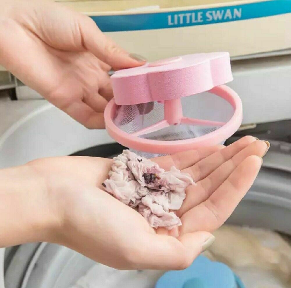 2Washing Machine Flower Shape Floating Pet Fur Catcher Laundry Hair Lint Remover