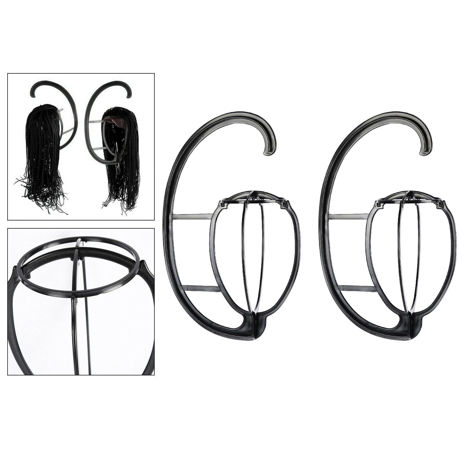 2Pcs Lightweight Wig Stand Holder-Portable Durable Plastic Folding Wig Holder