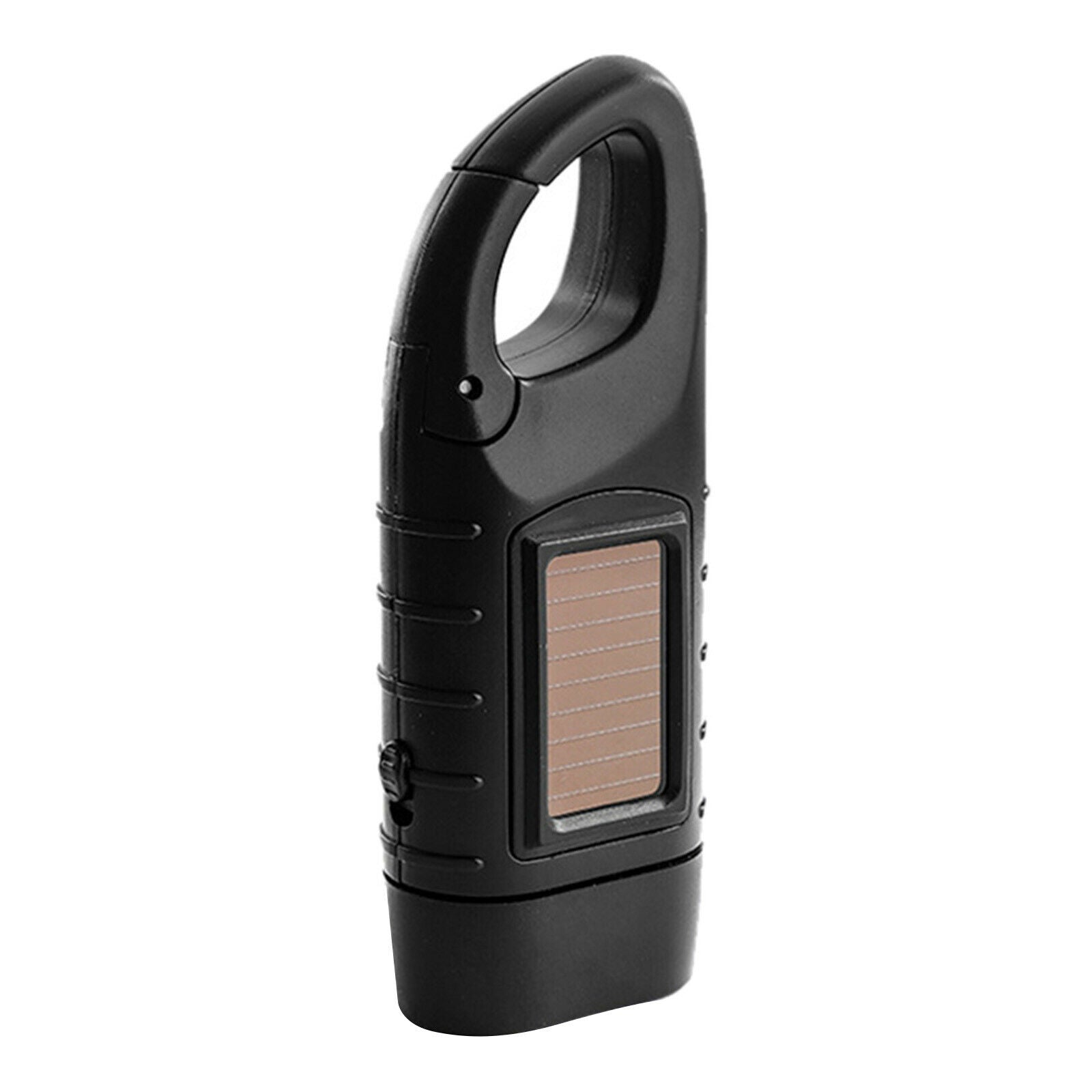 Solar Rechargeable Hand Crank Flashlight Bright Work Light LED Torch Black
