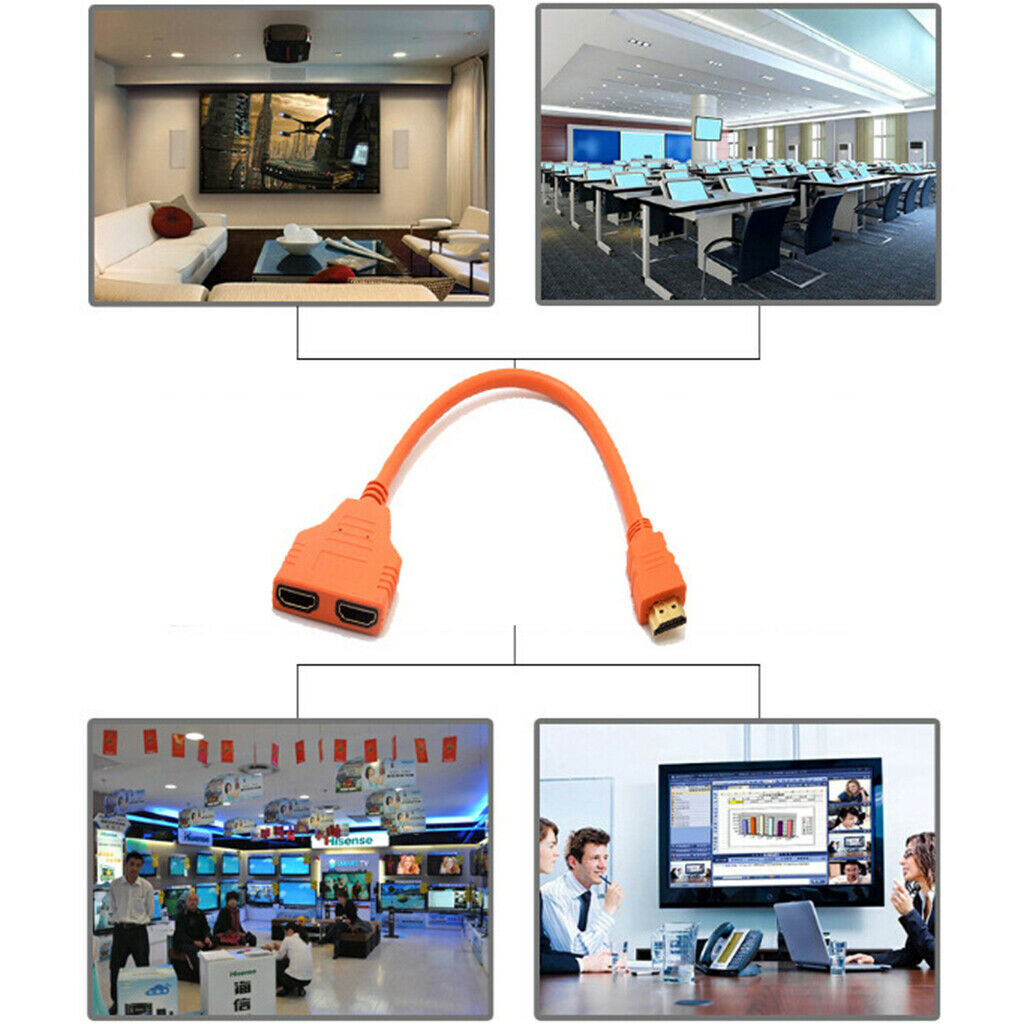 New 1080P   Port Male to 2 Female 1 In 2 Out Splitter Cable Adapter Green
