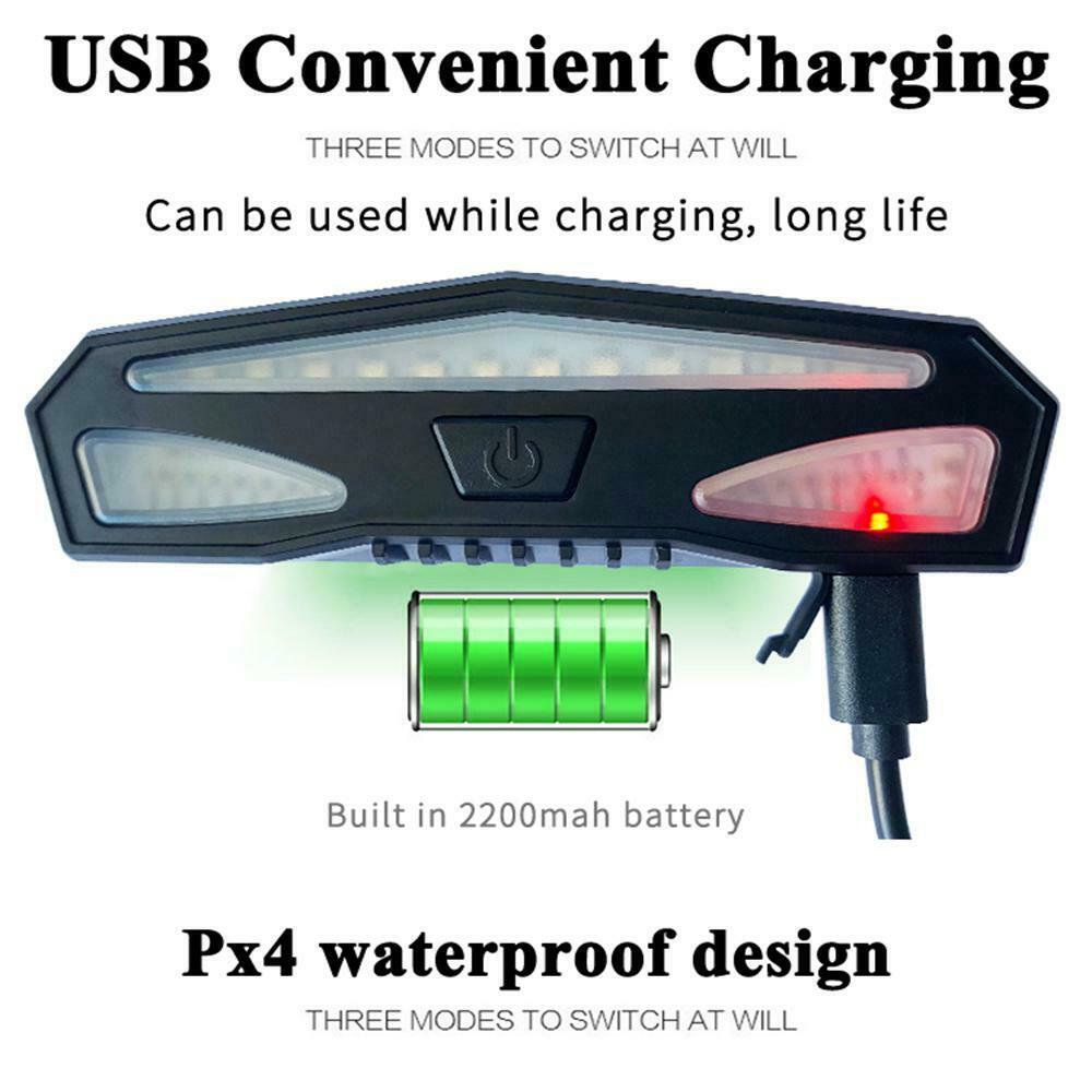 3 Lighting USB Bike Tail Light LED Bicycle Rear Brake Turn Signal Warning Light