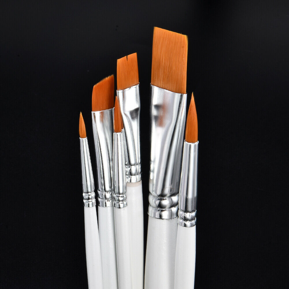 6x Art Painting Brushes Acrylic Oil Watercolor Artist Paint Drawing Brush Tools