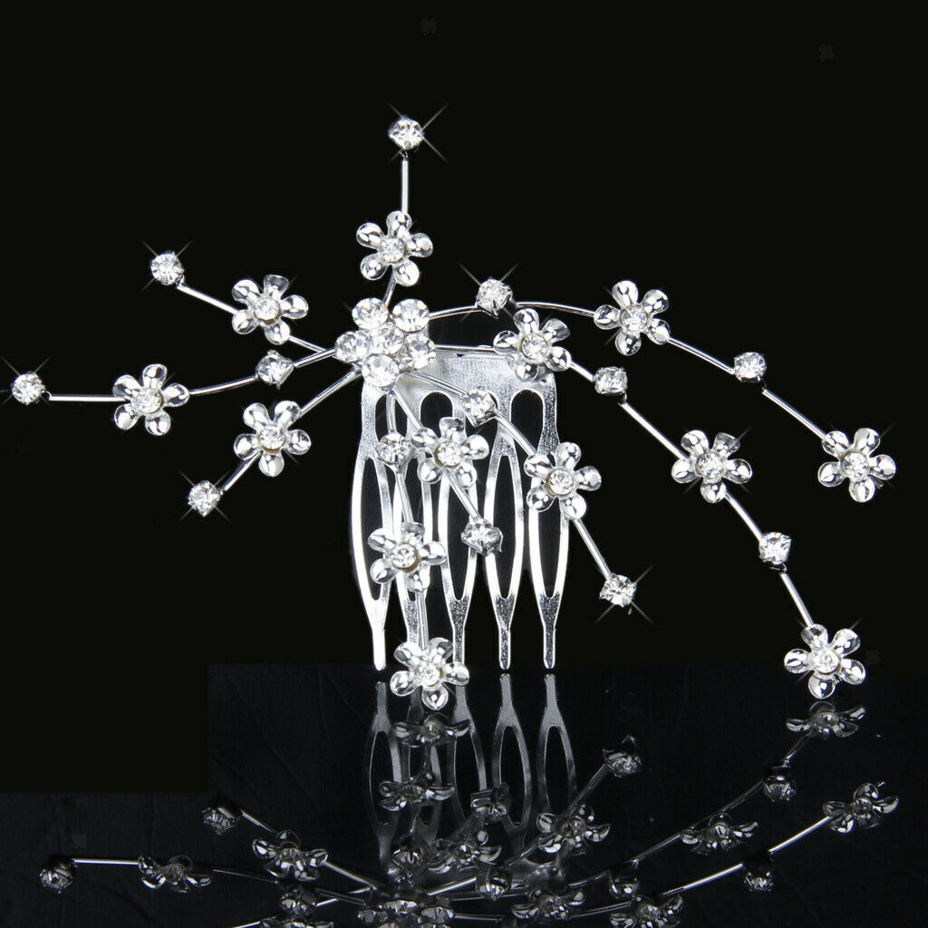 Bridesmaid Bride Crystal Diamante Flower Comb Style Tiara