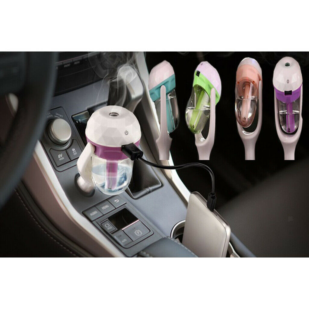 USB Mini Car Air Humidifier Aroma Essential Oil Diffuser Air Freshener Pink